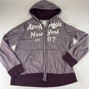 Aeropostale XL New York Full‎ Zip Hoodie Jacket Men's Heather Purple